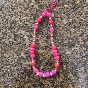 Handmade Beaded Pink Phone Charm